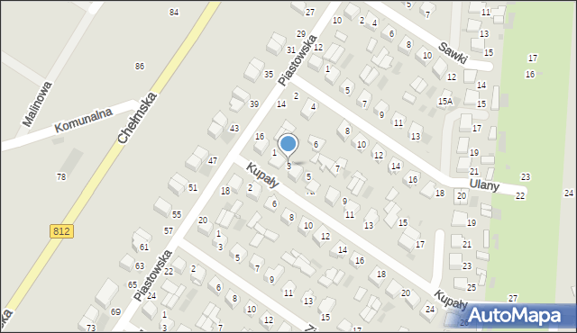 Włodawa, Kupały, 3, mapa Włodawa