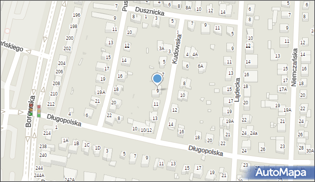 Wrocław, Kudowska, 9, mapa Wrocławia