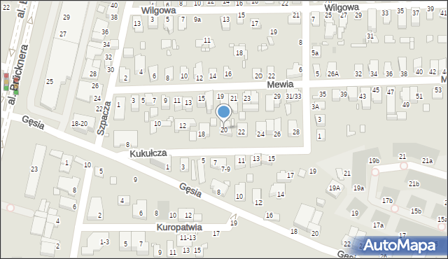 Wrocław, Kukułcza, 20, mapa Wrocławia