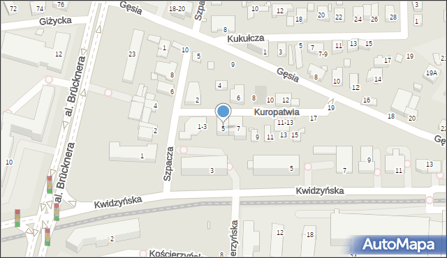Wrocław, Kuropatwia, 5, mapa Wrocławia