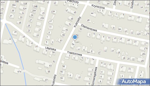 Wrocław, Kutrzeby Tadeusza, gen., 54A, mapa Wrocławia