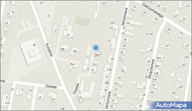 Wrocław, Kurpiów, 21B, mapa Wrocławia