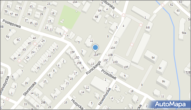 Wrocław, Kunickiego Stanisława, 11A, mapa Wrocławia