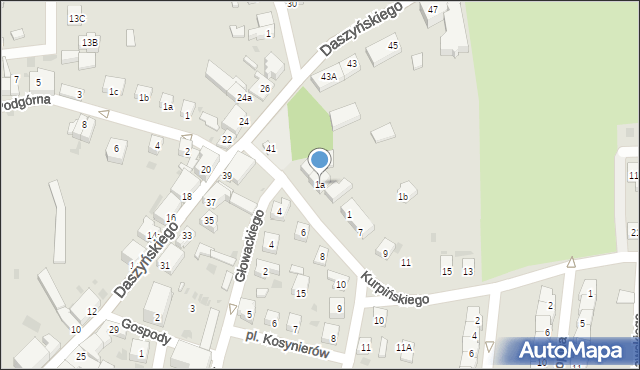 Wschowa, Kurpińskiego, 1a, mapa Wschowa