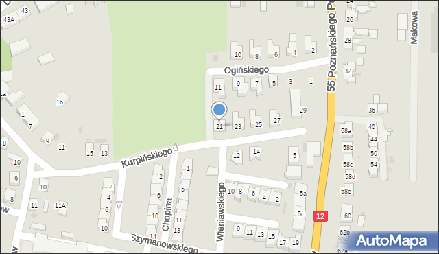 Wschowa, Kurpińskiego, 21, mapa Wschowa