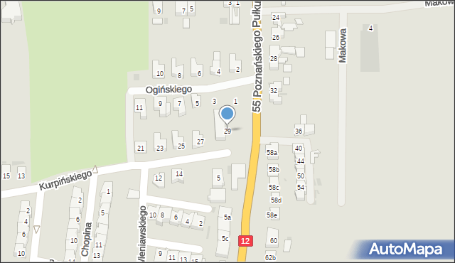 Wschowa, Kurpińskiego, 29, mapa Wschowa