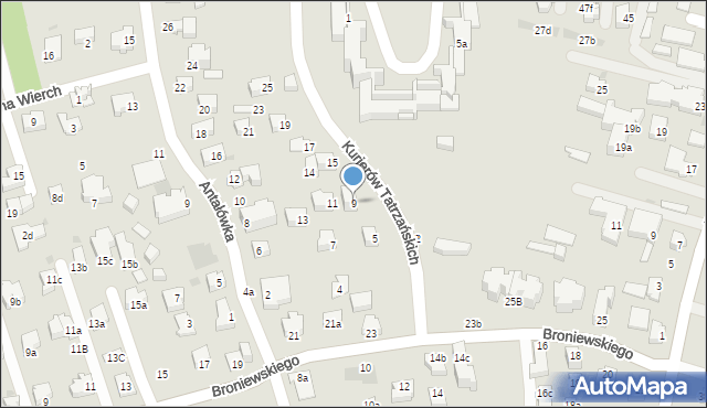 Zakopane, Kurierów Tatrzańskich, 9, mapa Zakopanego