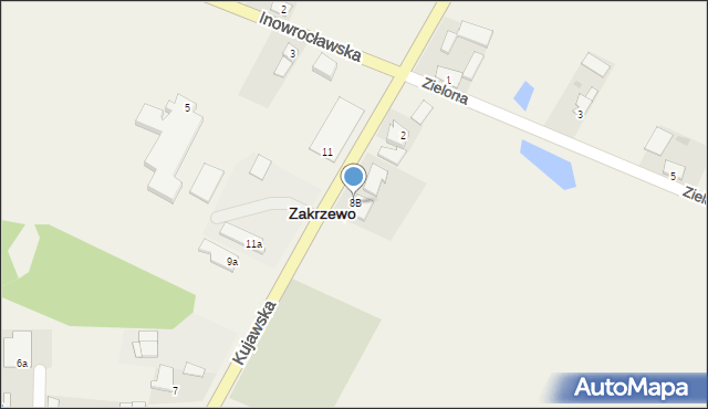 Zakrzewo, Kujawska, 8B, mapa Zakrzewo