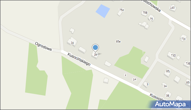 Żarki, Kusocińskiego Janusza, 1d, mapa Żarki