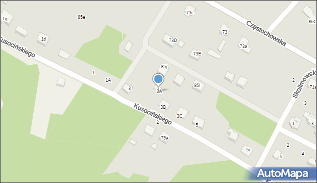 Żarki, Kusocińskiego Janusza, 3A, mapa Żarki