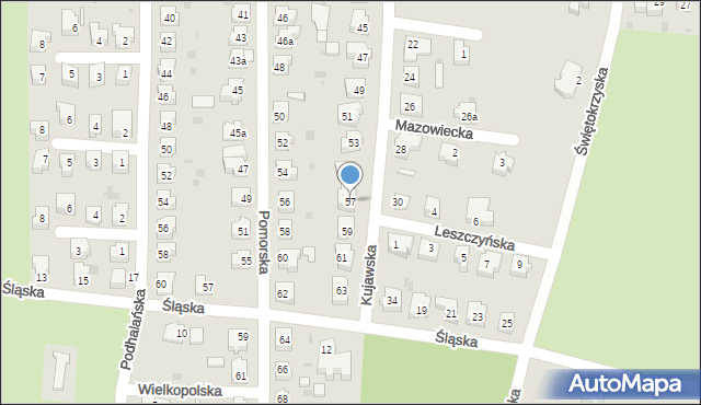 Żary, Kujawska, 57, mapa Żary