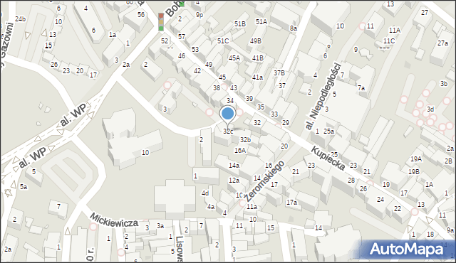 Zielona Góra, Kupiecka, 32c, mapa Zielona Góra