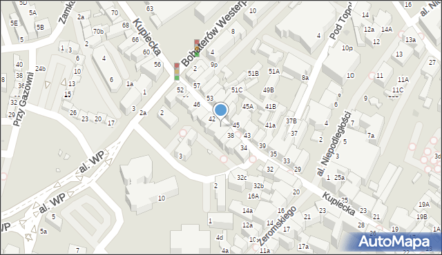 Zielona Góra, Kupiecka, 40, mapa Zielona Góra