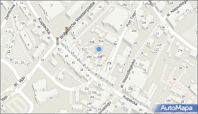 Zielona Góra, Kupiecka, 41B, mapa Zielona Góra