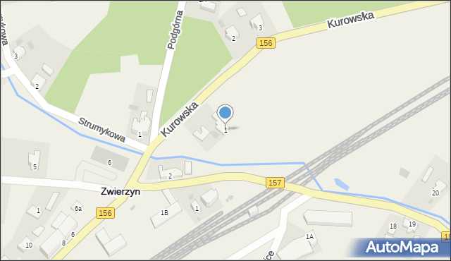 Zwierzyn, Kurowska, 1, mapa Zwierzyn