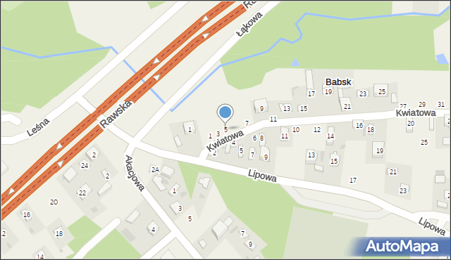 Babsk, Kwiatowa, 5, mapa Babsk