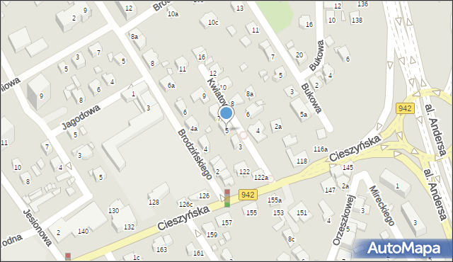 Bielsko-Biała, Kwiatowa, 5, mapa Bielsko-Białej