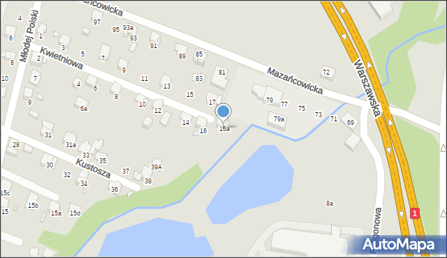 Bielsko-Biała, Kwietniowa, 16a, mapa Bielsko-Białej