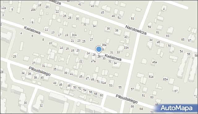 Biłgoraj, Kwiatowa, 28, mapa Biłgoraj