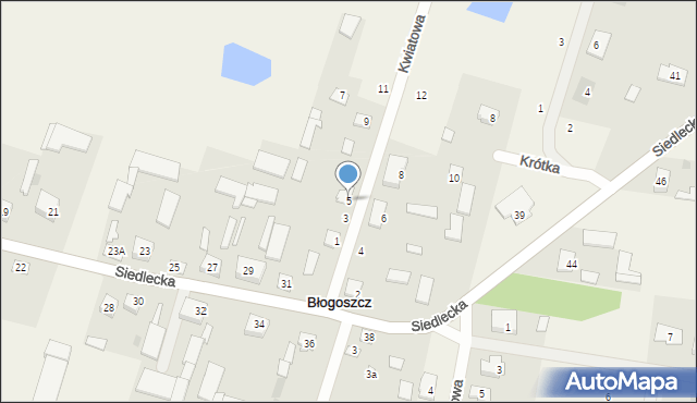 Błogoszcz, Kwiatowa, 5, mapa Błogoszcz