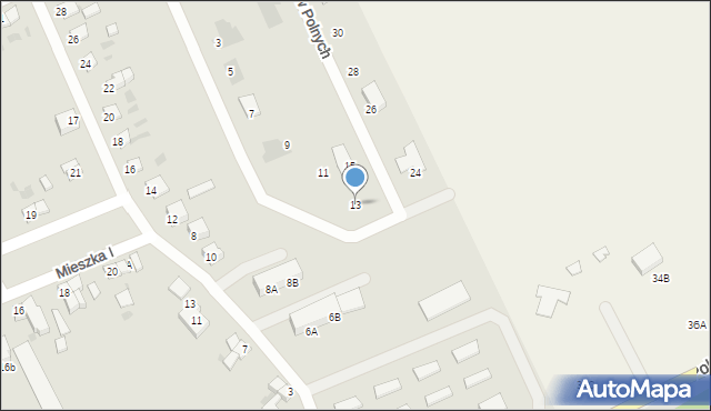 Bobolice, Kwiatów Polnych, 13, mapa Bobolice