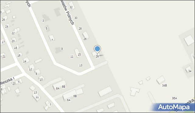 Bobolice, Kwiatów Polnych, 24, mapa Bobolice