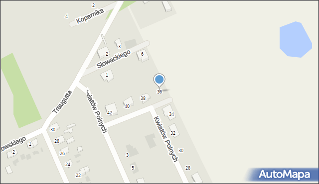 Bobolice, Kwiatów Polnych, 36, mapa Bobolice
