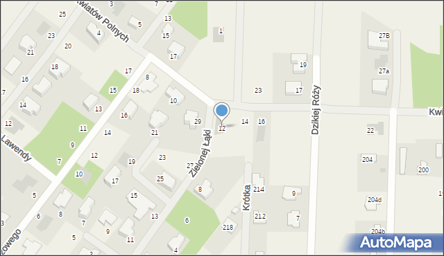 Borzęcin Mały, Kwiatów Polnych, 12, mapa Borzęcin Mały