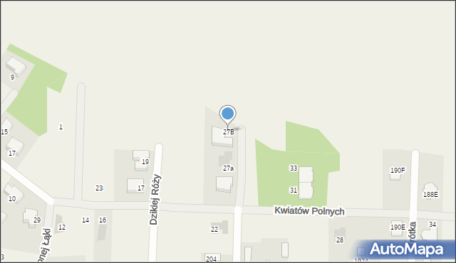 Borzęcin Mały, Kwiatów Polnych, 27B, mapa Borzęcin Mały