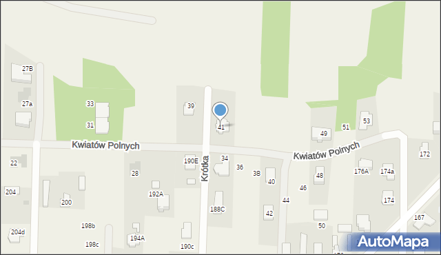 Borzęcin Mały, Kwiatów Polnych, 41, mapa Borzęcin Mały