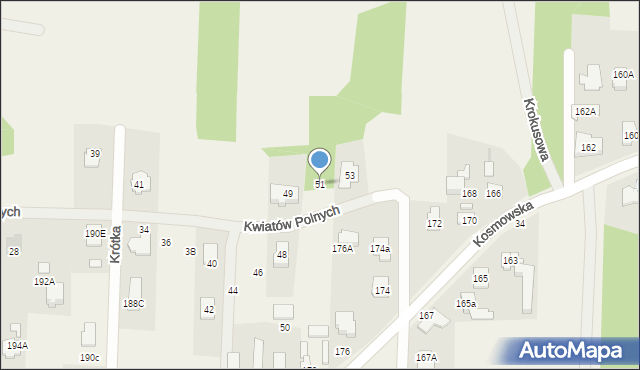 Borzęcin Mały, Kwiatów Polnych, 51, mapa Borzęcin Mały