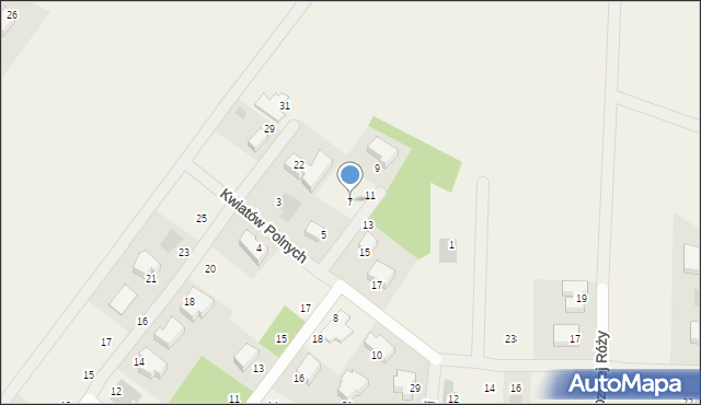 Borzęcin Mały, Kwiatów Polnych, 7, mapa Borzęcin Mały