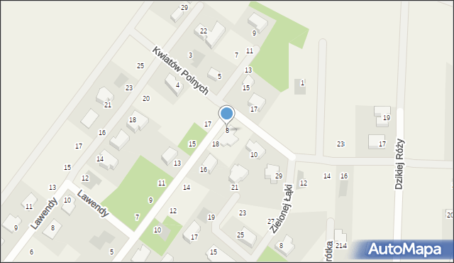 Borzęcin Mały, Kwiatów Polnych, 8, mapa Borzęcin Mały