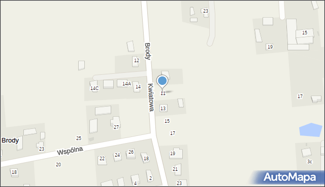 Brody, Kwiatowa, 11, mapa Brody