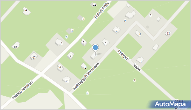 Budy Michałowskie, Kwitnących Wrzosów, 3, mapa Budy Michałowskie