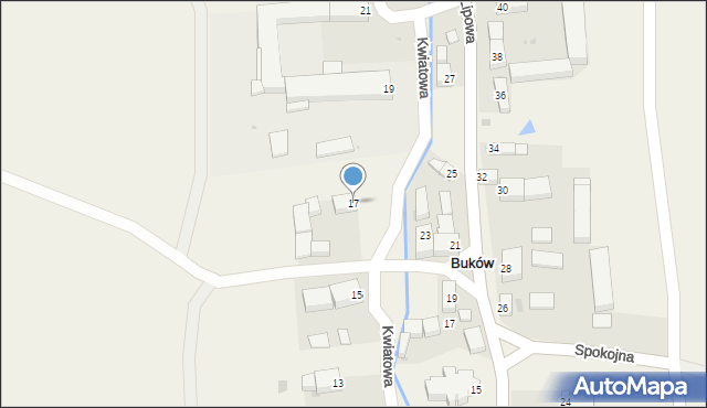 Buków, Kwiatowa, 17, mapa Buków