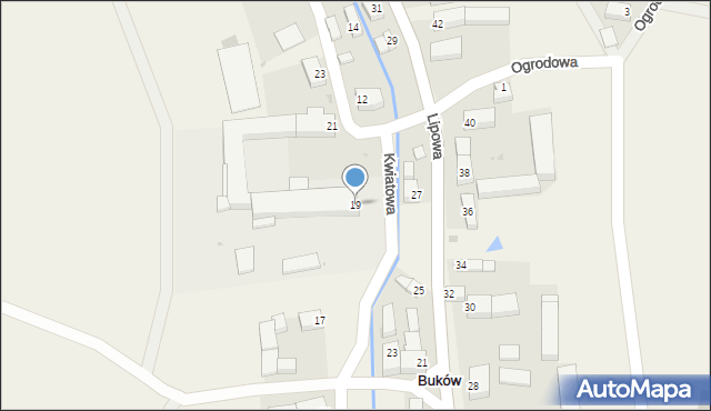 Buków, Kwiatowa, 19, mapa Buków