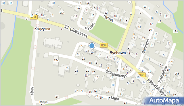 Bychawa, Kwiatkowskiego Antoniego, ks., 19, mapa Bychawa