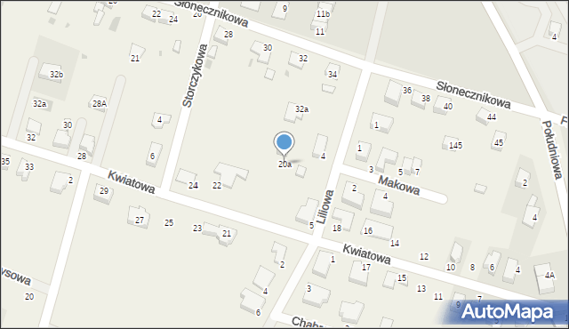 Bystre, Kwiatowa, 20a, mapa Bystre