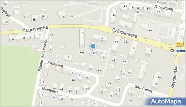 Chojnice, Kwiatowa, 13a, mapa Chojnic