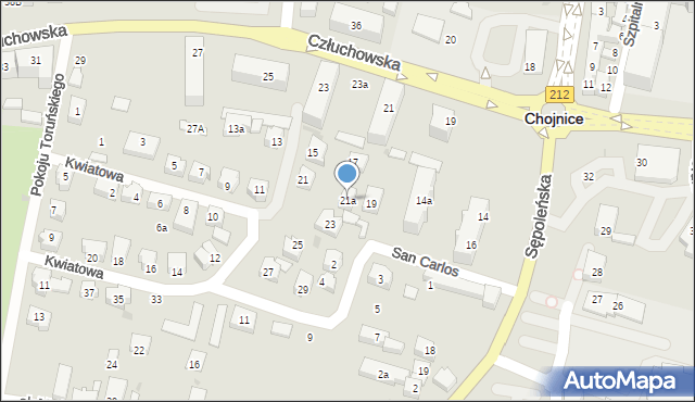 Chojnice, Kwiatowa, 21a, mapa Chojnic