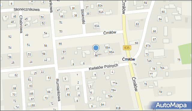 Ćmiłów, Kwiatów Polnych, 4a, mapa Ćmiłów