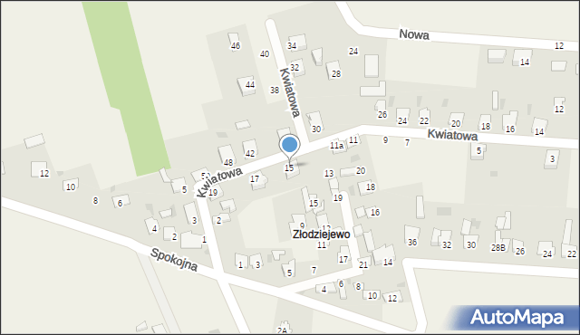 Czerniewice, Kwiatowa, 15, mapa Czerniewice