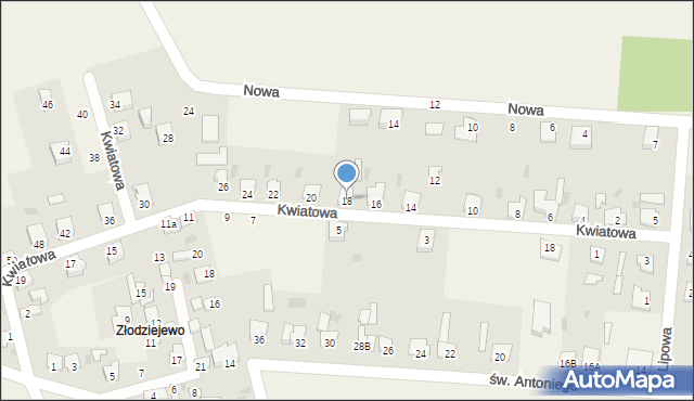 Czerniewice, Kwiatowa, 18, mapa Czerniewice