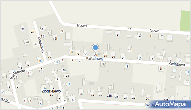 Czerniewice, Kwiatowa, 20, mapa Czerniewice