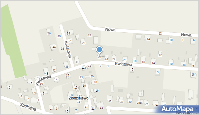 Czerniewice, Kwiatowa, 26, mapa Czerniewice