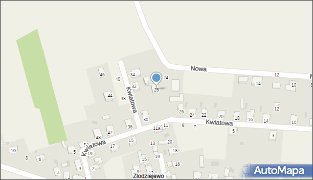 Czerniewice, Kwiatowa, 28, mapa Czerniewice