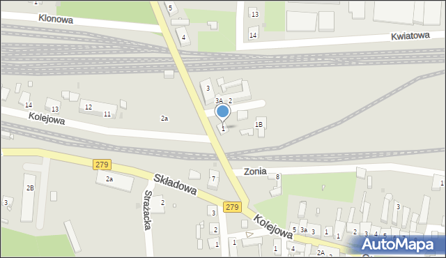 Czerwieńsk, Kwiatowa, 1, mapa Czerwieńsk