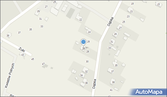 Dąbków, Kwiatów Polnych, 28, mapa Dąbków