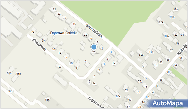 Dąbrowa, Kwiatowa, 4, mapa Dąbrowa